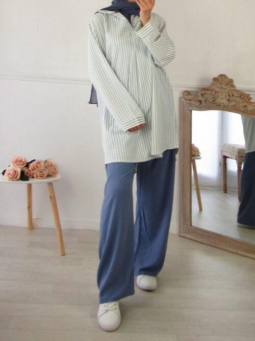 Ensemble printemps - Bleu jean/Blanc