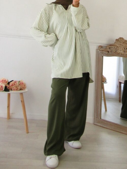 Ensemble printemps - Vert kaki/Blanc