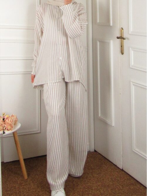 Ensemble à rayures - Beige