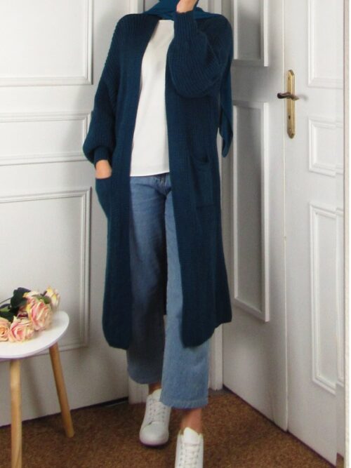 Gilet Grosse maille - Bleu canard