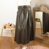 Jupe simili cuir - Vert kaki