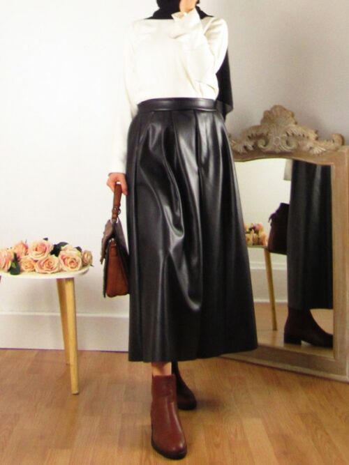 Jupe simili cuir - Noir