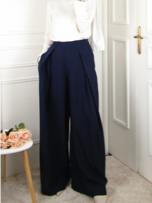 Pantalon élégance taille haute - Bleu nuit