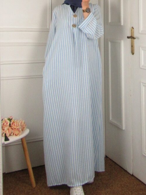 Robe à rayures - Bleu/Blanc