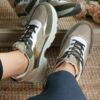 Baskets femme - Vert kaki/Taupe