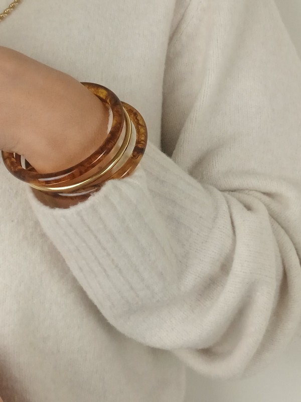 Bracelet joncs - Marron/Doré