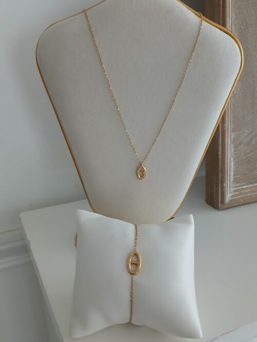 Ensemble collier et bracelet - Doré