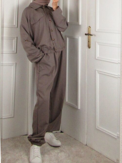 Ensemble veste et pantalon  - Taupe
