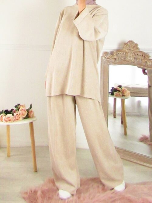 Ensemble en velours - Beige nude