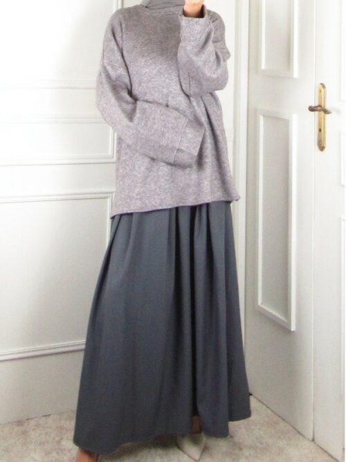 Pull Oversize en maille douce - Gris chiné