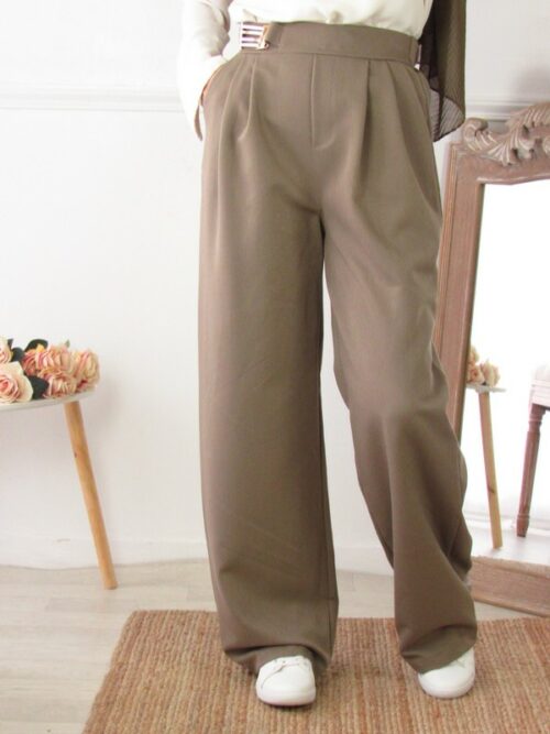 Pantalon taille haute - Taupe