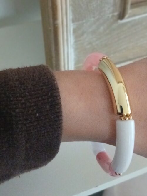 Bracelet fantaisie - Rose/doré/blanc