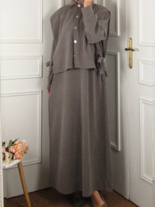 Ensemble robe avec gilet Amira - Taupe