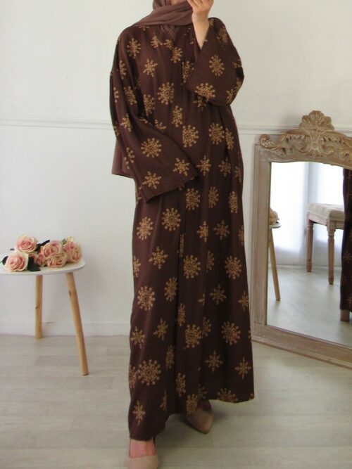 Robe imprimée - Marron