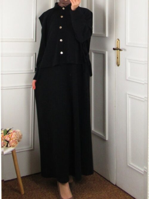 Ensemble robe avec gilet Amira - Noir