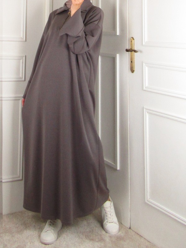 Robe zippée - Taupe