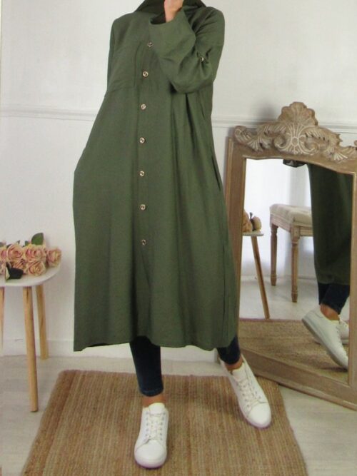 Chemise/Tunique avec poches- Vert kaki