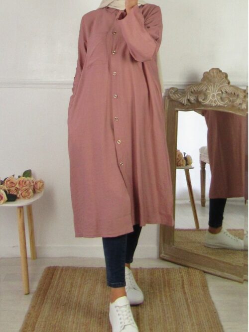 Chemise/Tunique avec poches - Vieux Rose
