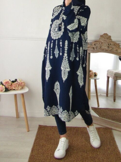 Tunique à imprimé - Bleu nuit